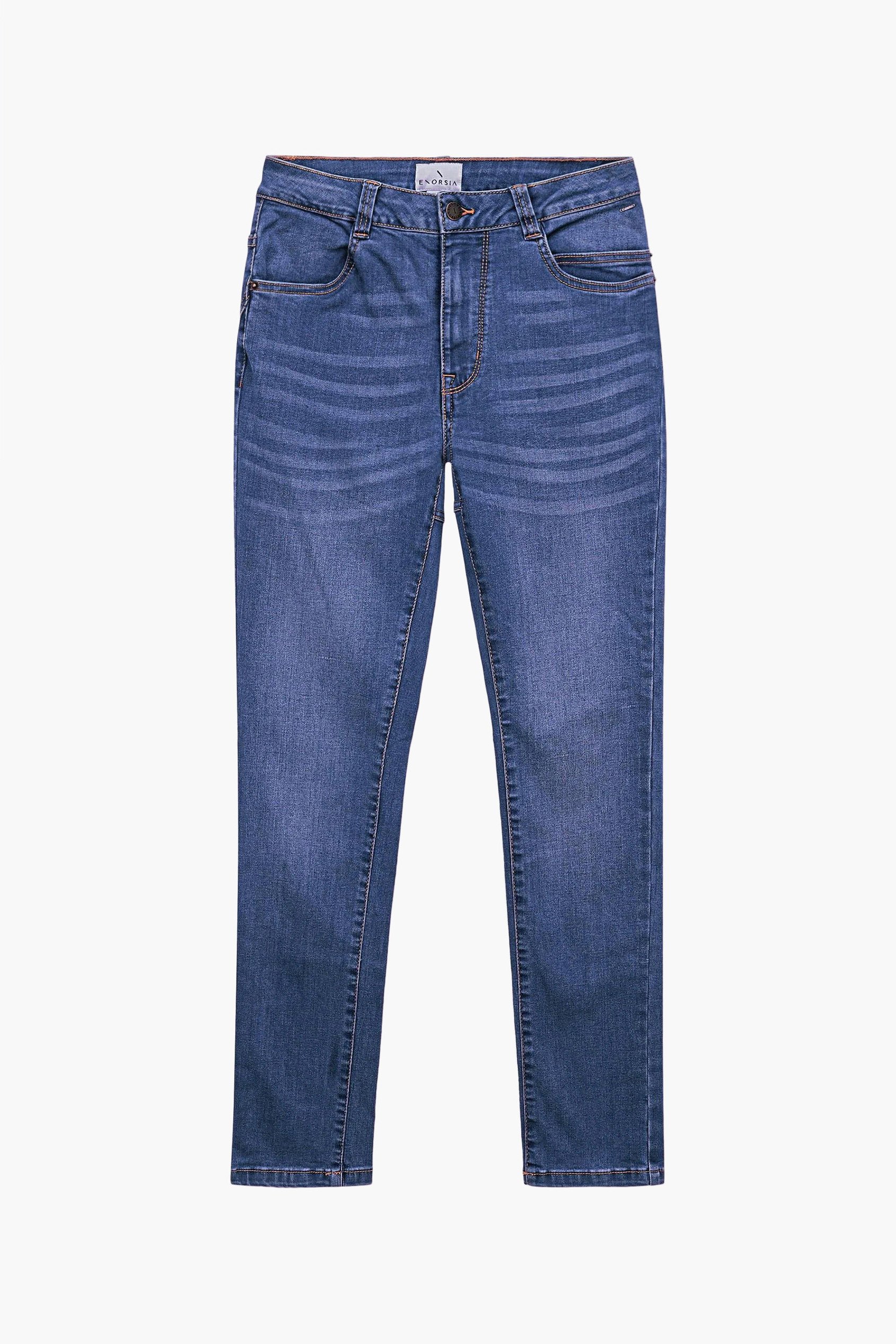 Enorsia Women's Mid Blue Mid Waist Skinny Jeans - Uk 14