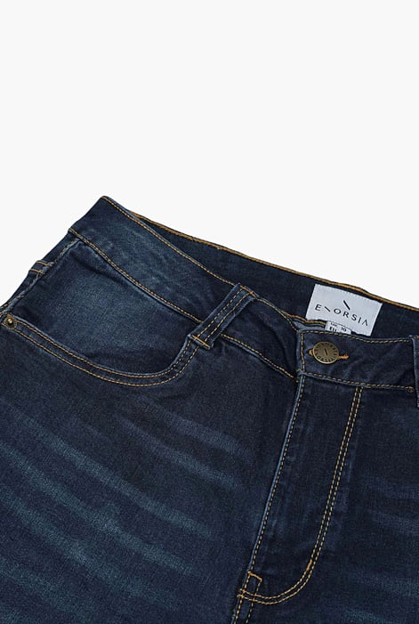 Deep Blue Mid Waist Skinny Jeans