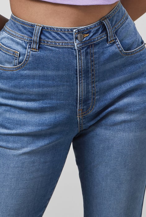 Deep Blue High Waist Girlfriend Fit Leg Jeans