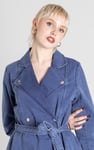 Blue Denim Belted Trench Coat