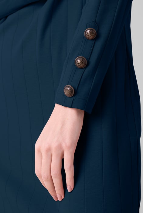Green Ruched Button Decor Long Sleeve Tunic Dress