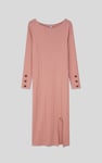 Ruched Button Decor Long Sleeve Tunic Dress