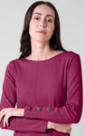 Ruched Button Decor Long Sleeve Tunic Dress