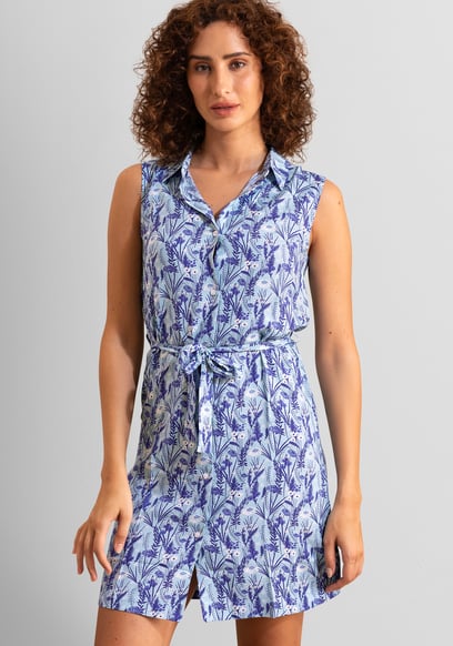 Wild Garden Print Button-Through Shirt Dress