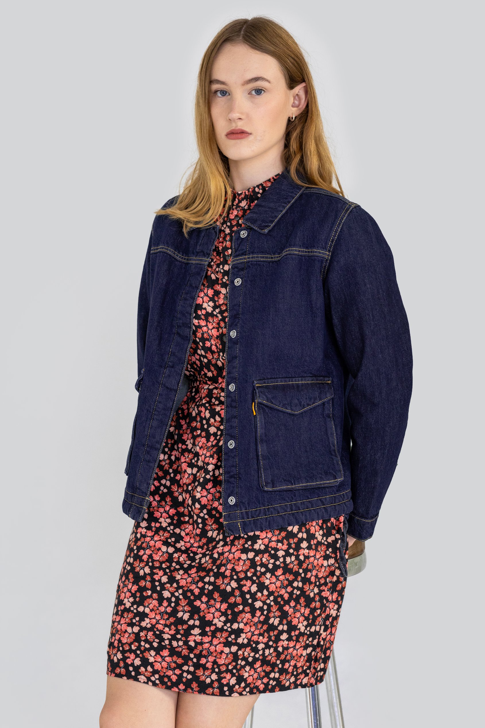 Enorsia Women's Blue Denim Trucker Jacket With Borg Lining - Uk 10