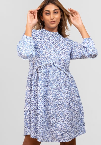 Womens Ditsy Print Mini Tiered Dress