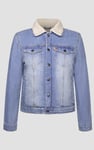 Blue Sherpa Borg Lined Regular Fit Denim Jacket