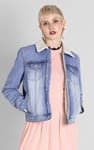 Blue Sherpa Borg Lined Regular Fit Denim Jacket