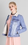 Blue Sherpa Borg Lined Regular Fit Denim Jacket