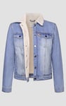 Blue Sherpa Borg Lined Regular Fit Denim Jacket