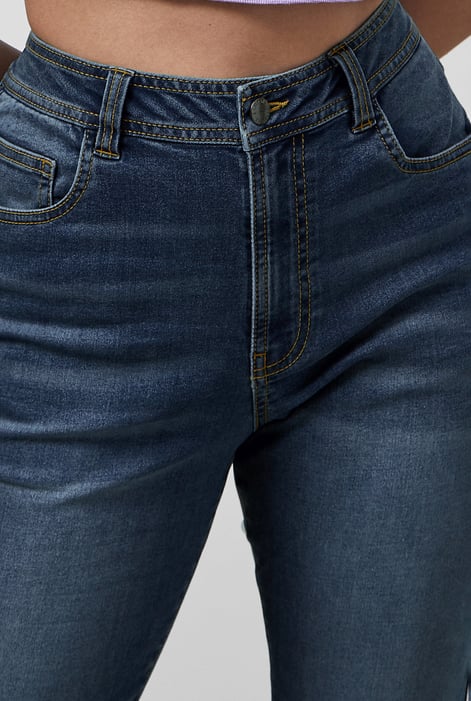 Deep Blue Mid Waist Slim Fit Jeans