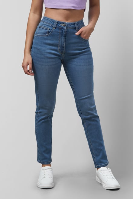 Mid Waist Slim Fit Jeans