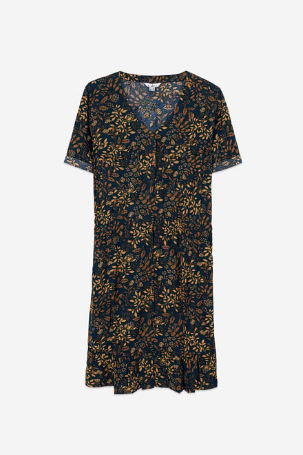 Womens V-neck Button Through Dress