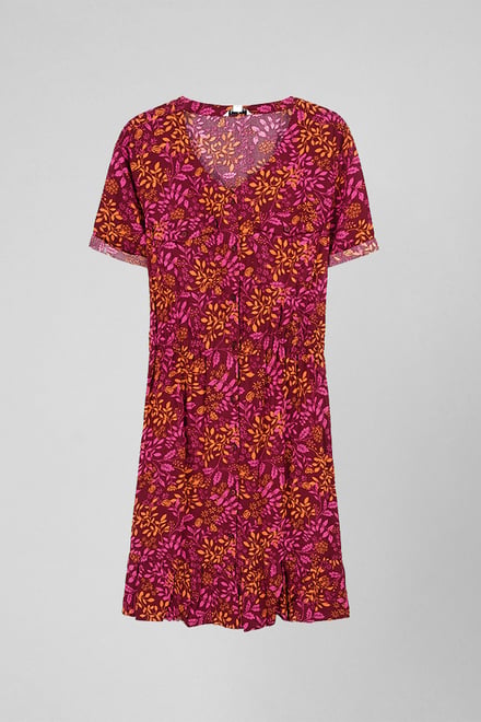 Womens V-neck Button Through Dress