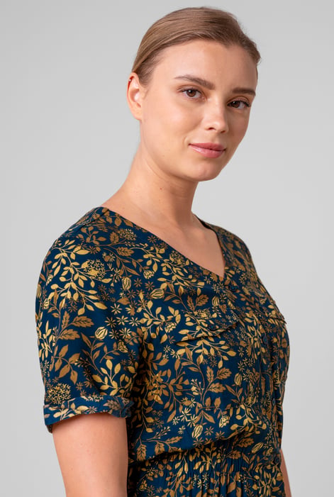 Womens Green V-neck Button Through Dress