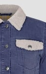 Borg Collar Cropped Denim Jacket