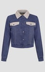 Borg Collar Cropped Denim Jacket