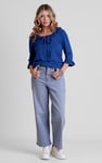 Decorative Button Cropped Wide Leg Jeans