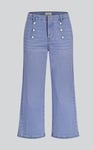 Decorative Button Cropped Wide Leg Jeans