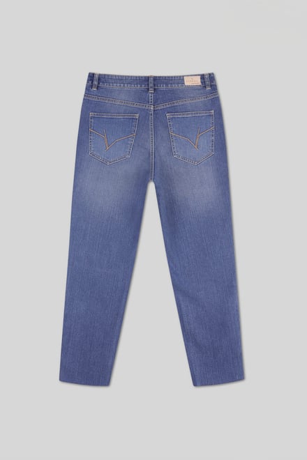 Womens Mom Fit Raw Edge Jeans