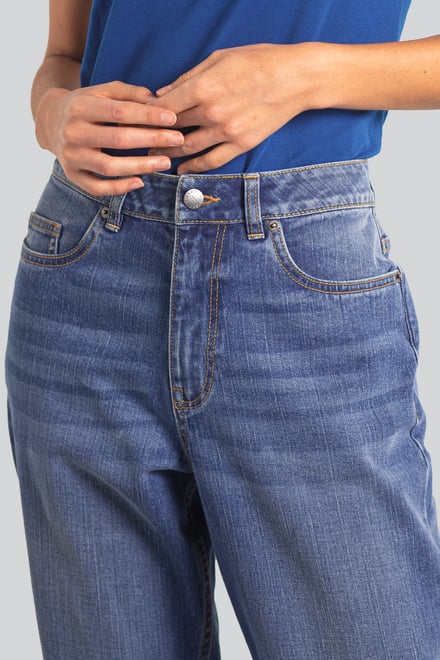 Womens Mom Fit Raw Edge Jeans