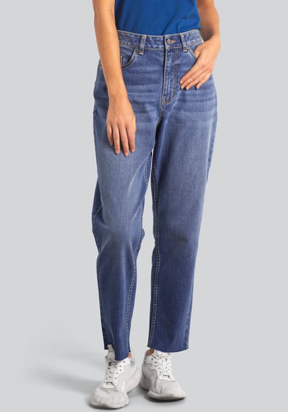Womens Mom Fit Raw Edge Jeans