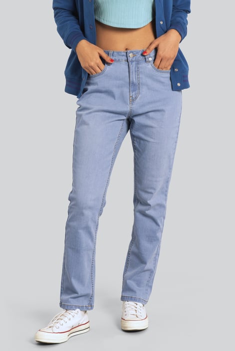 Womens Sky Curve High Rise Straight Jeans