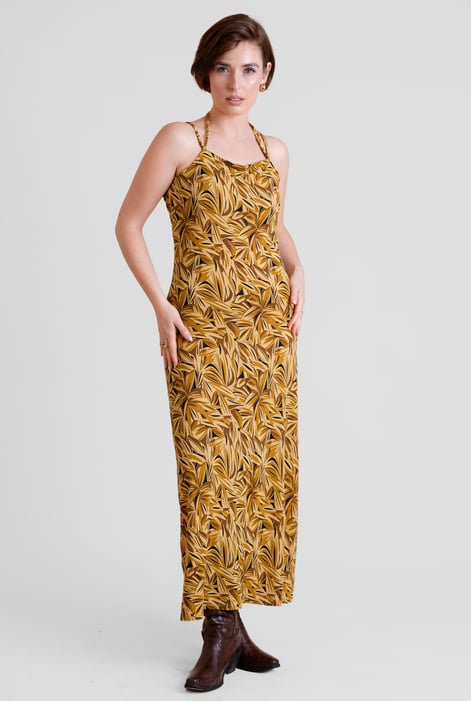 Green Leaf Floral Strappy Cami Slip Dress