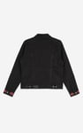 Classic Black Denim Jacket With Sleeve Embroidery