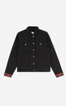 Classic Black Denim Jacket With Sleeve Embroidery