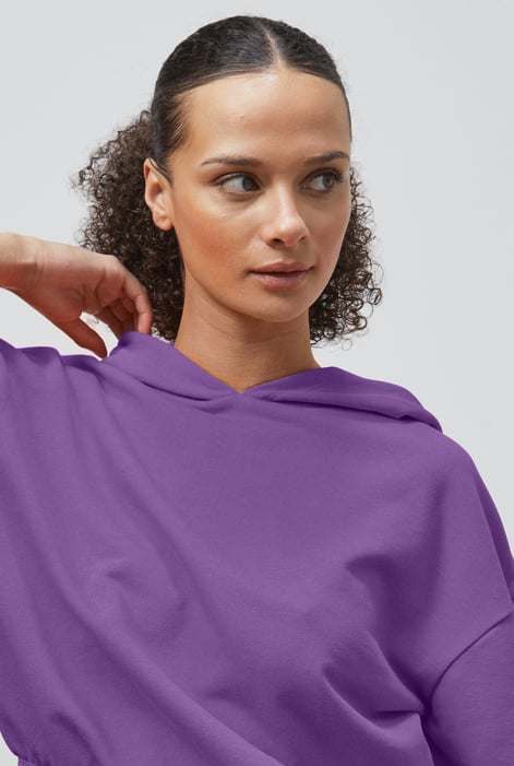 Purple Jersey Hoodie With Elastic Waistband