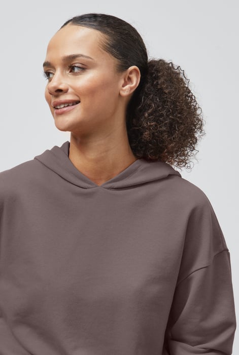 Brown Jersey Hoodie With Elastic Waistband