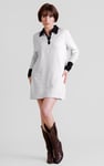 Laced Collar Design Jersey Tailored Shirt Dress