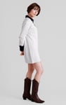 Laced Collar Design Jersey Tailored Shirt Dress