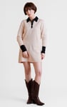 Laced Collar Design Jersey Tailored Shirt Dress