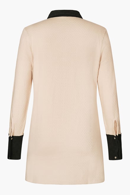 Laced Collar Design Jersey Tailored Shirt Dress