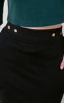 Button Front Ribbed Midi Skirt
