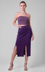Button Front Ribbed Midi Skirt