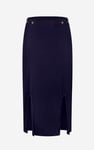 Button Front Ribbed Midi Skirt