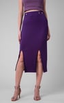Button Front Ribbed Midi Skirt