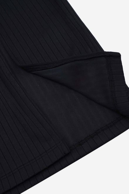 Button Front Ribbed Midi Skirt