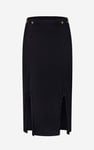 Button Front Ribbed Midi Skirt