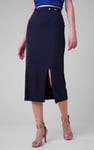 Button Front Ribbed Midi Skirt
