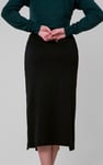 Button Front Ribbed Midi Skirt