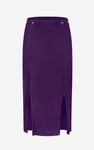 Button Front Ribbed Midi Skirt