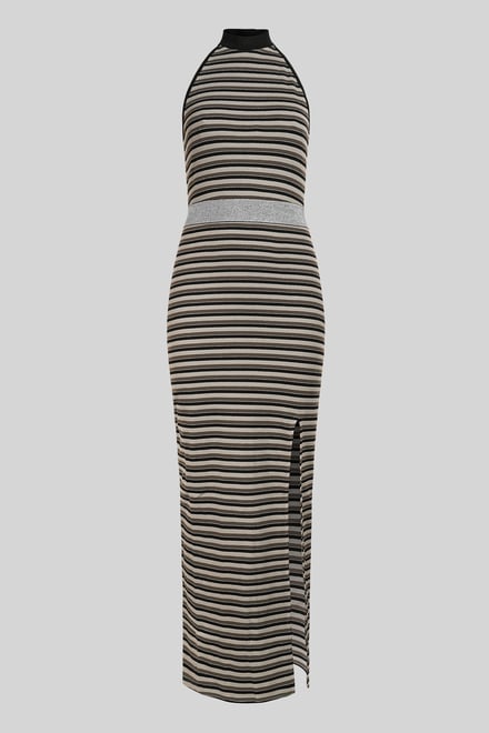 Halter Neck Open Back Rib Long Dress