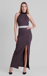 Halter Neck Open Back Rib Long Dress