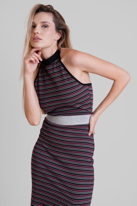 Halter Neck Open Back Rib Long Dress