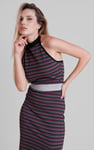 Halter Neck Open Back Rib Long Dress