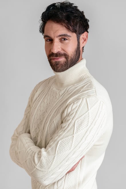 Premium Cotton Cable Knit Roll Neck Jumper